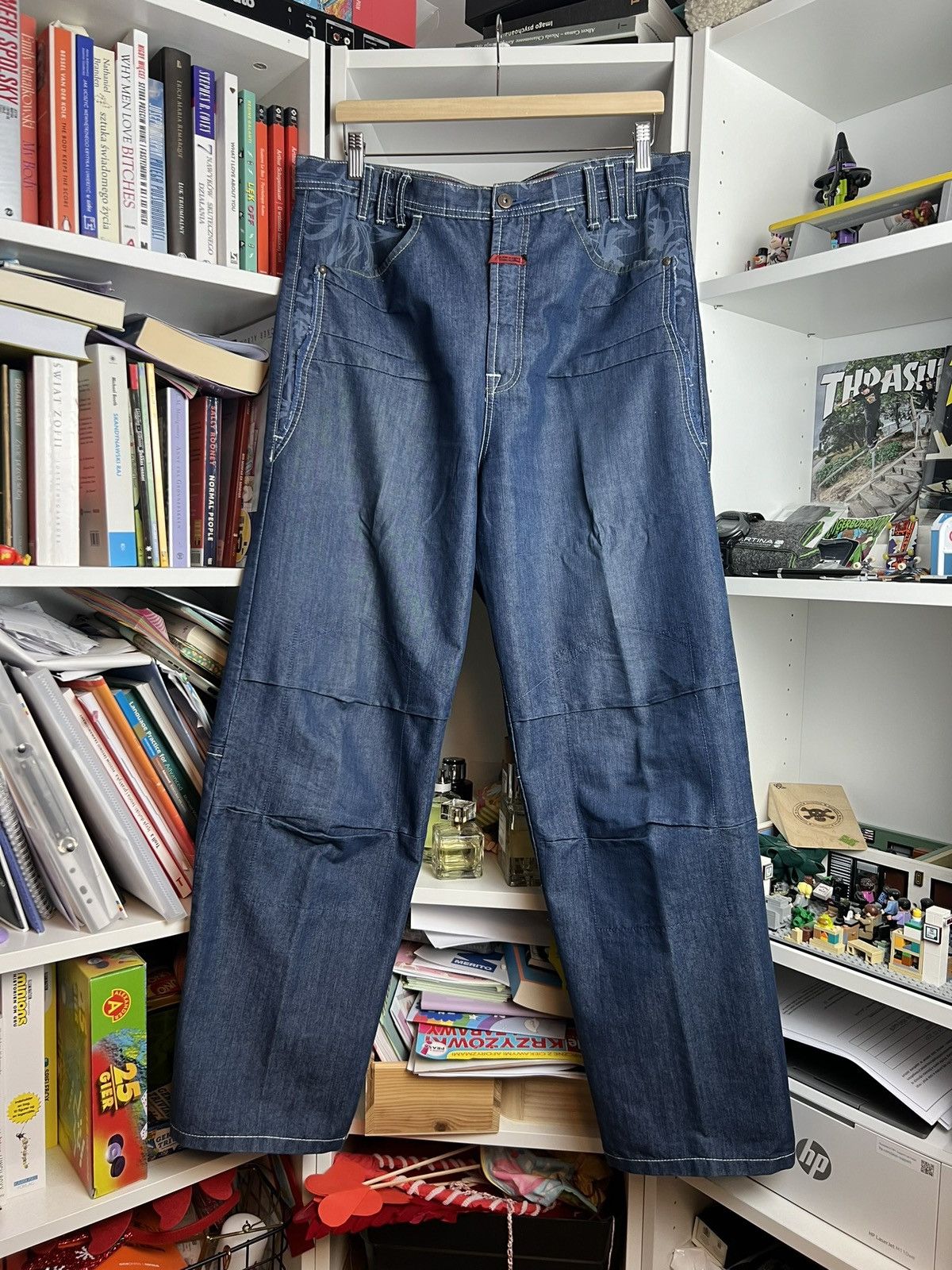 image of Archival Clothing Marithe Francois Girbaud Double Knee Denim Pants 33 Archive in Blue, Men's