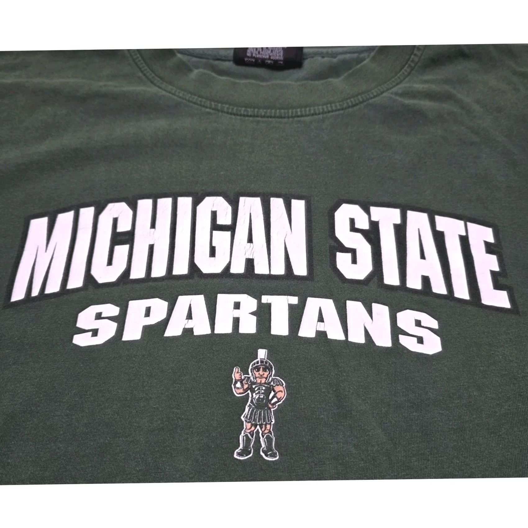 NCAA VINTAGE Michigan State Spartans Green T-Shirt Sparty Graphic Men L NCAA 90s Crew Neck Short Sleeve Shirt Mens Size US L / EU 52-54 / 3 - 7 Thumbnail
