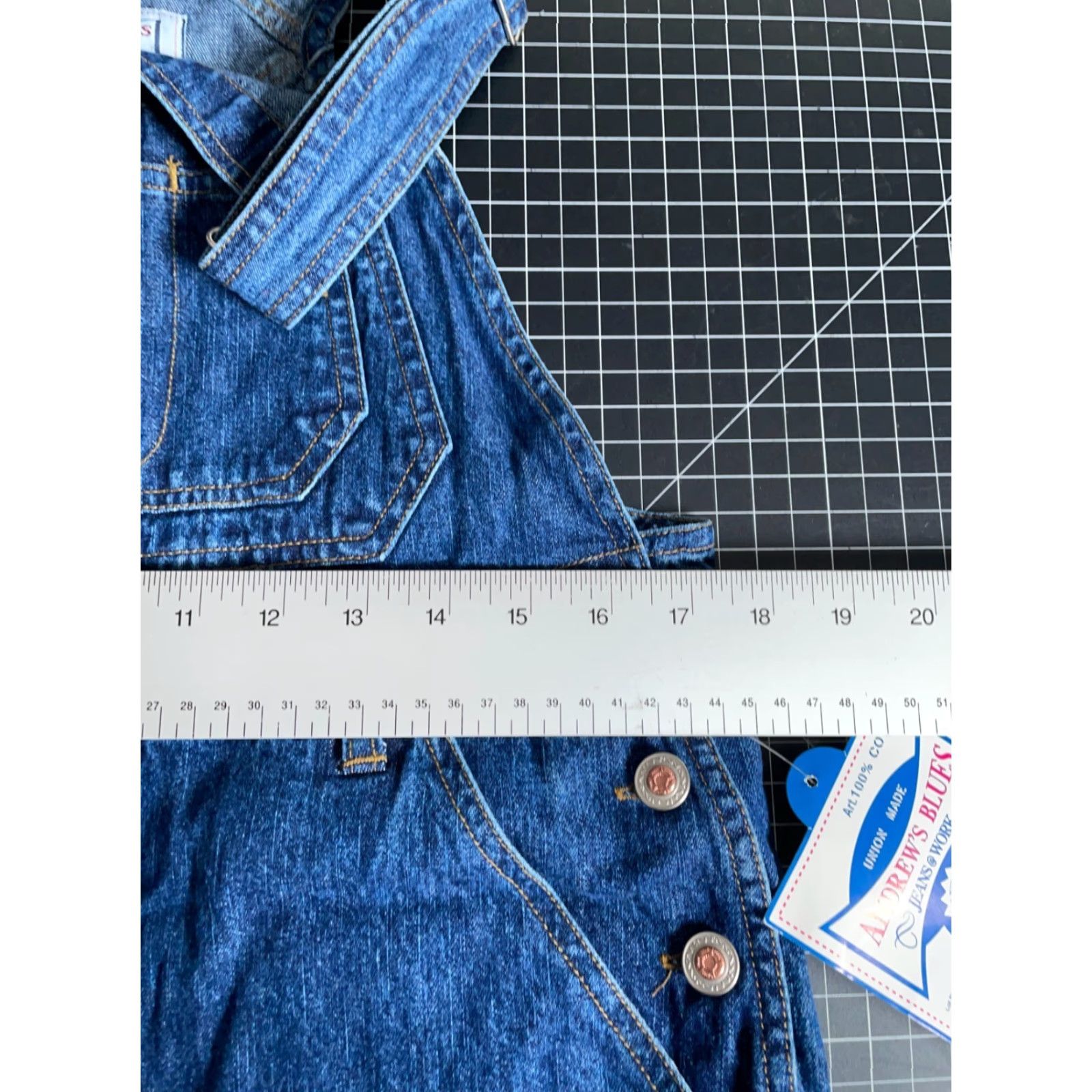 Denime VINTAGE 90s Denim Bib Overalls Women's Medium Blue Jean Baggy Grunge Skater Unworn Andrew's Blues Jeansworks Overall Pockets Size 32" / US 10 / IT 46 - 5 Thumbnail