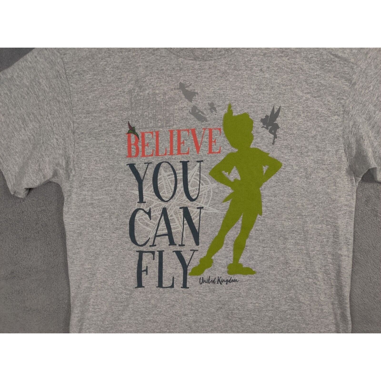 Disney Disney Shirt Adult Mens Large Gray Tinker Bell Peter Pan Size US L / EU 52-54 / 3 - 2 Thumbnail