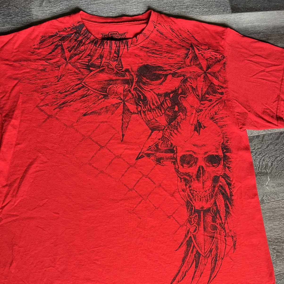 Affliction Vintage 2000s MMA Elite Skull Wings Sematary Graphic T Shirt Size US XL / EU 56 / 4 - 2 Thumbnail