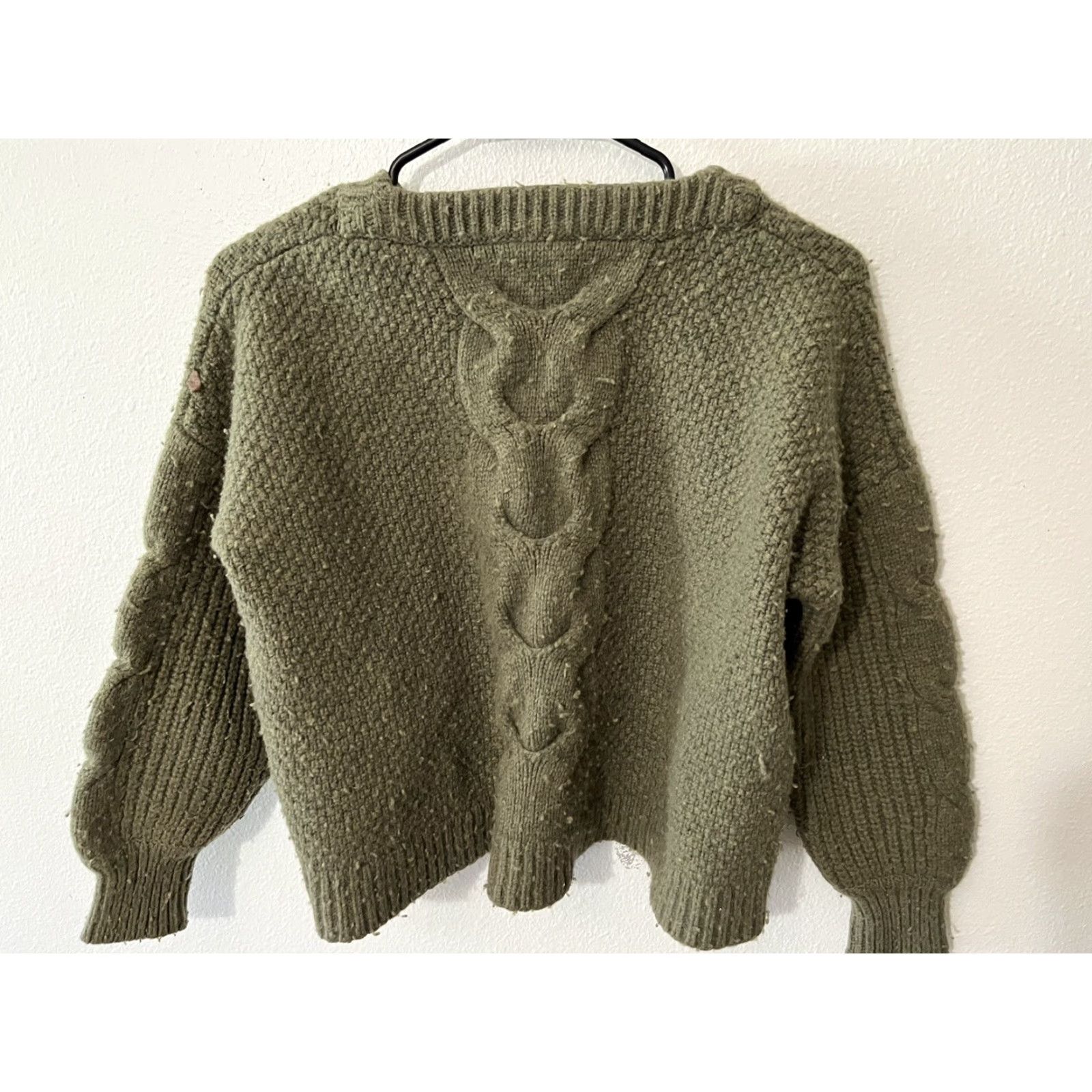 J.Crew J.CREW Sweater Crew Neck Cable Knit Pointelle Popcorn Wool Blend Sz S Green Womens Pullover Knit Open-Knit Fall Winter Size S / US 4 / IT 40 - 4 Thumbnail