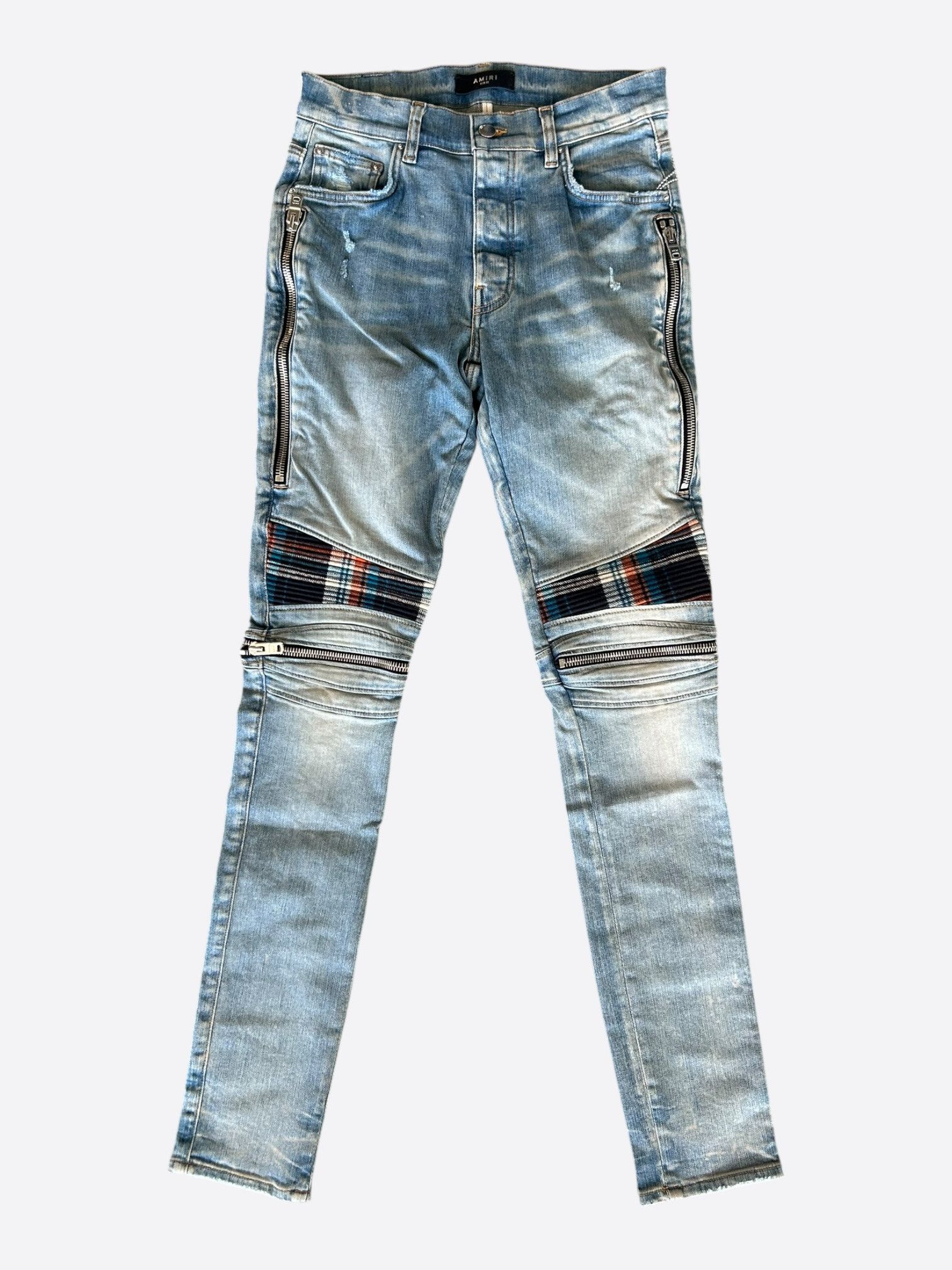 Amiri Amiri Clay Indigo & Plaid MX2 Biker Jeans Size US 30 / EU 46 - 1 Thumbnail