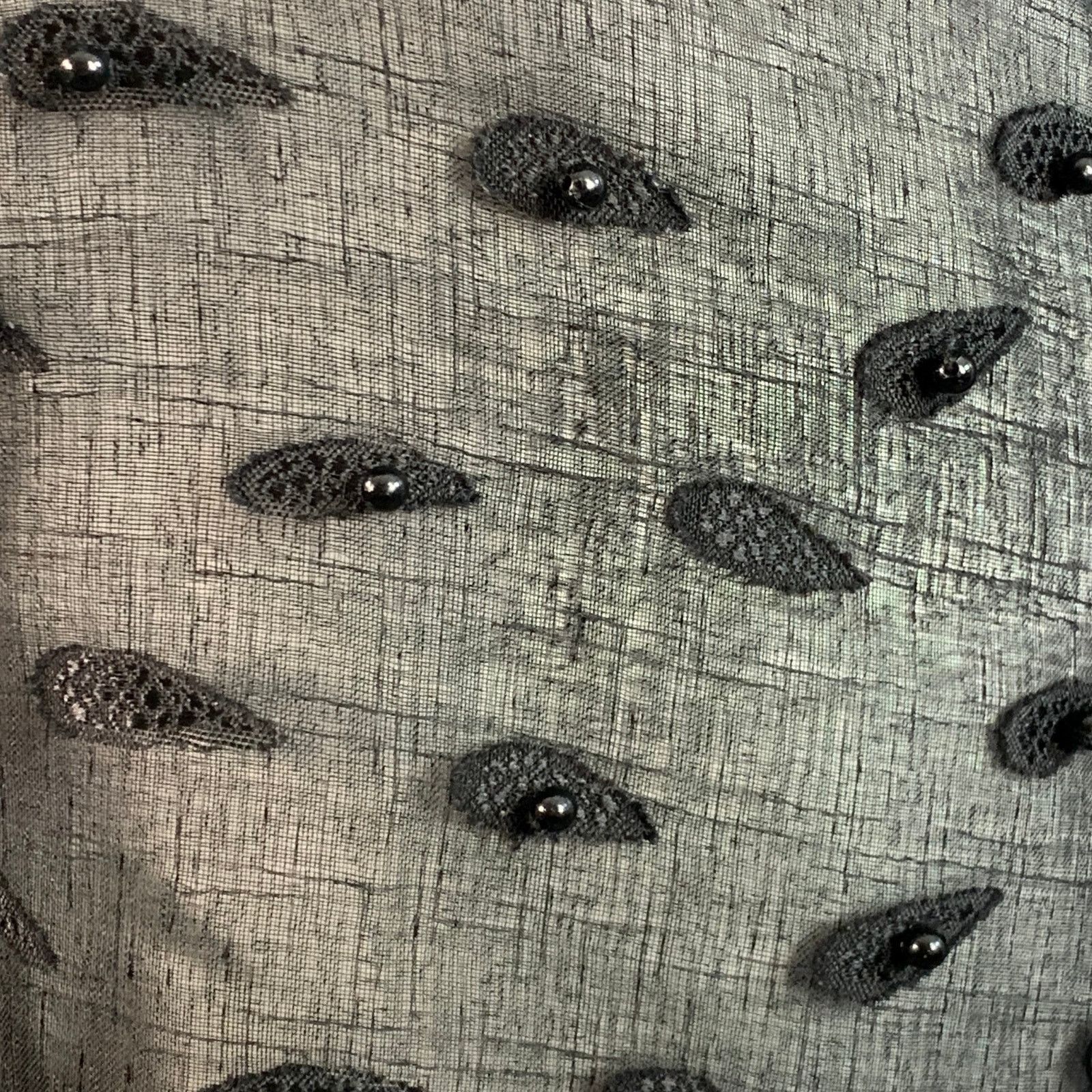 Other L Sheer Black Linen Paisley Beaded Embroidered Shirt Size L / US 10 / IT 46 - 2 Thumbnail