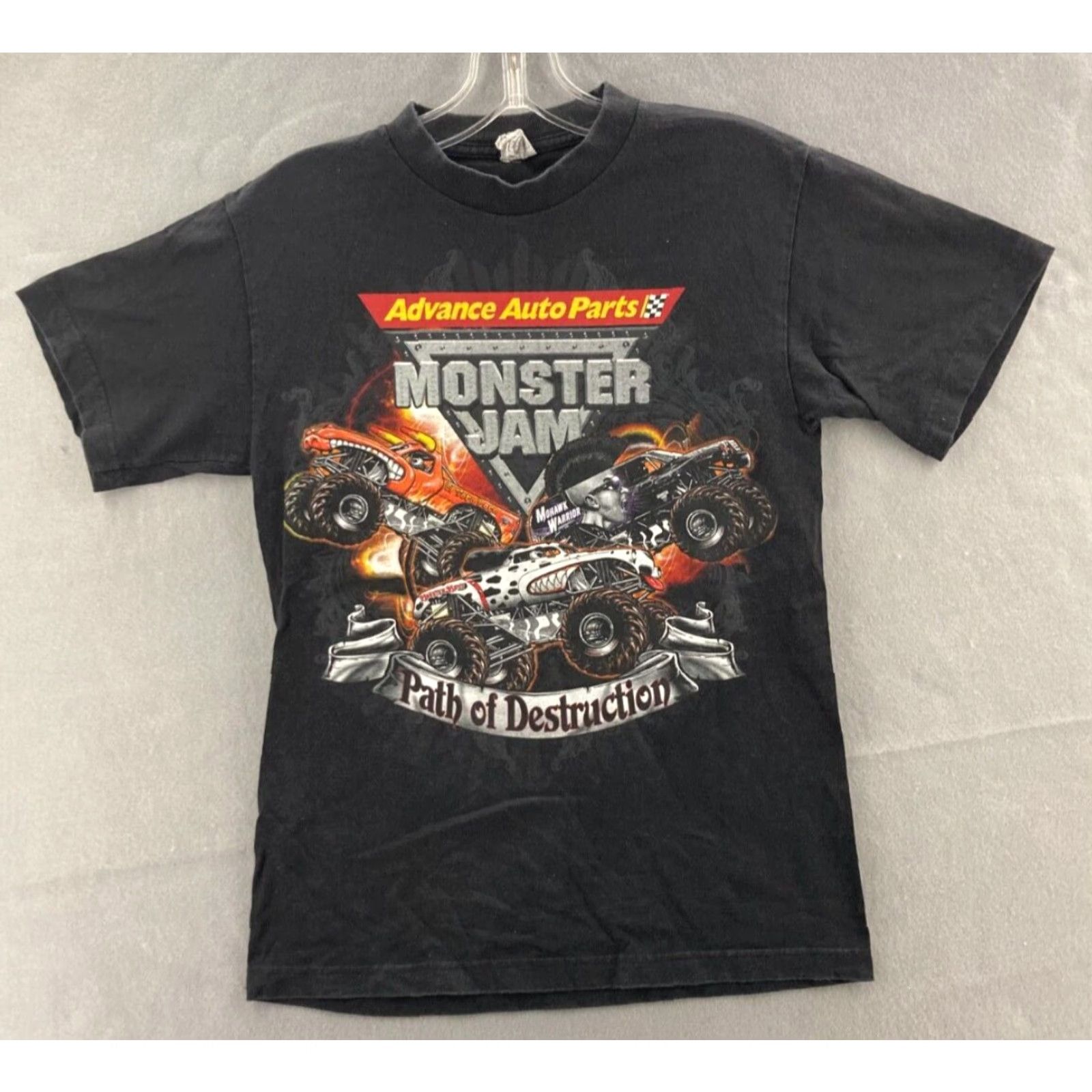 Vintage Monster Jam Path of Destruction Shirt Mens XS Black AOP Size US XS / EU 42 / 0 - 2 Thumbnail