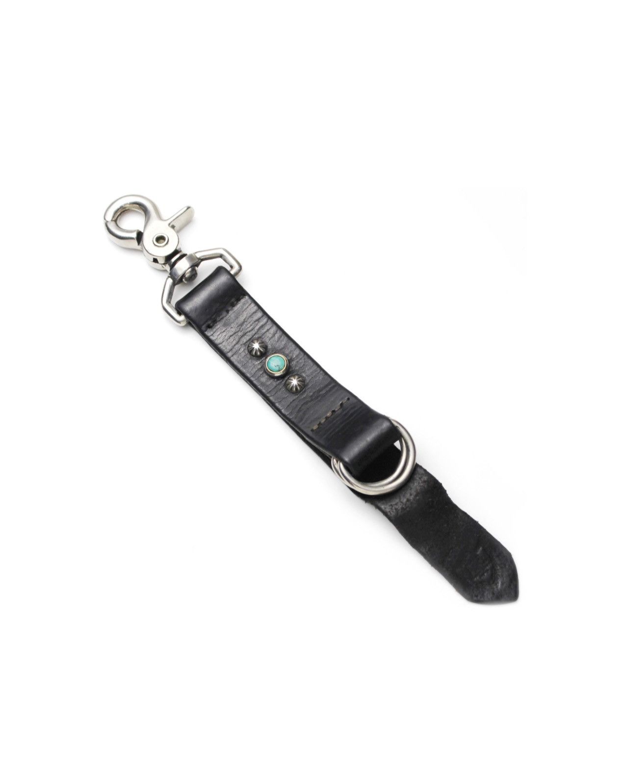 Vintage 2000S HTC BLACK LEATHER KEY STRAP WITH TURQUOISE STUD Size ONE SIZE - 4 Thumbnail