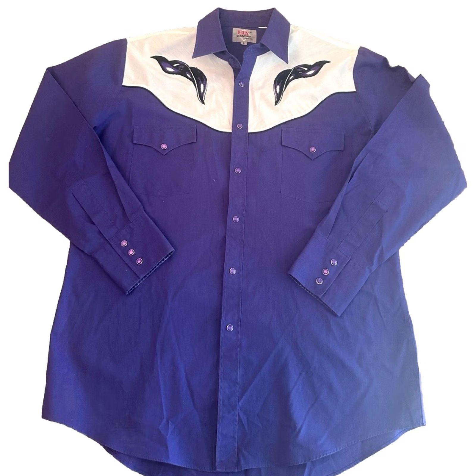 Vintage VINTAGE Pearl Diamond Shirt Mens LG Purple Pearl Snap Western Rodeo Men Size US L / EU 52-54 / 3 - 2 Thumbnail