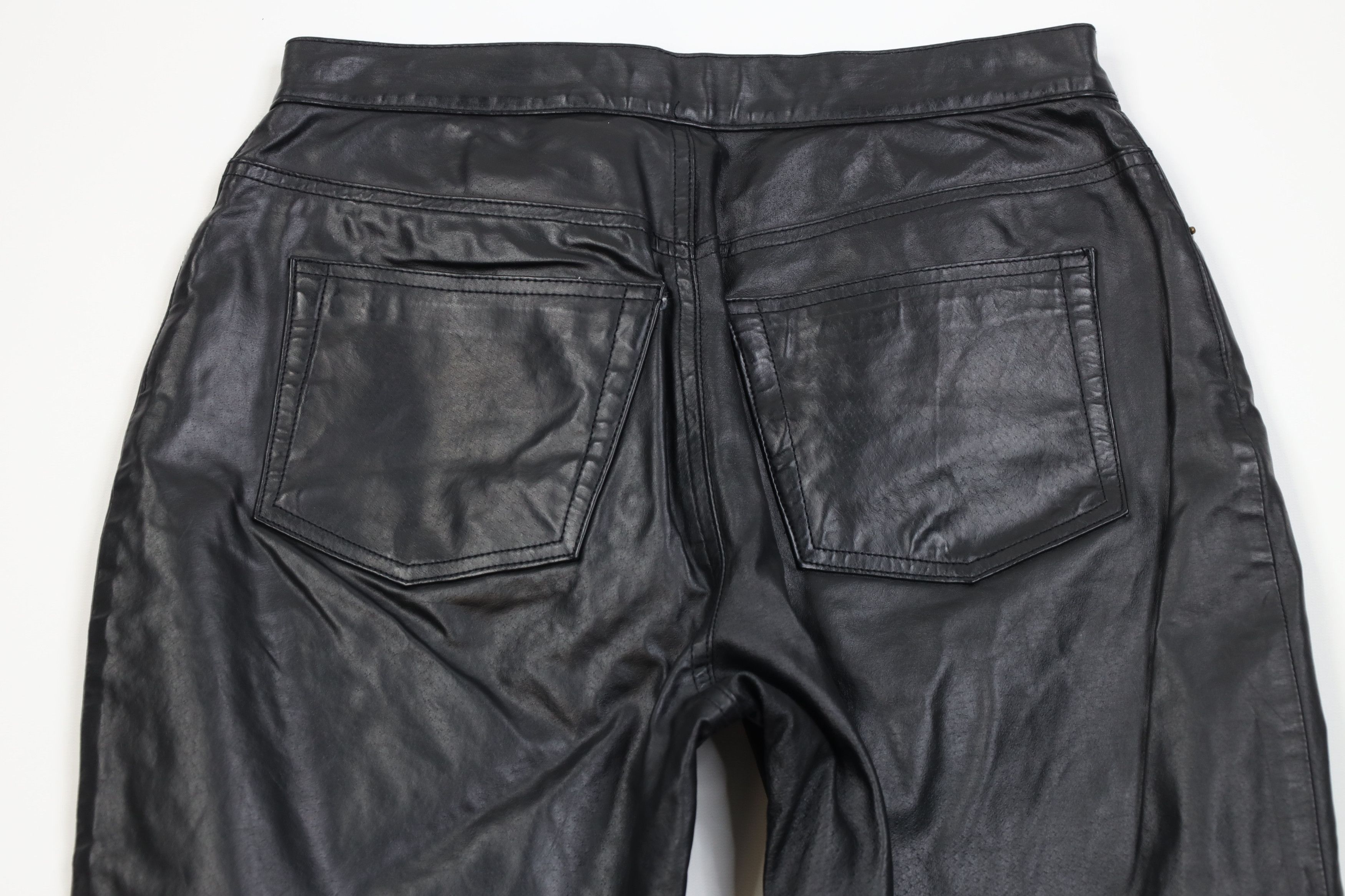Vintage Vintage 90s Streetwear Leather Straight Leg Pants Black Size 30" / US 8 / IT 44 - 9 Thumbnail