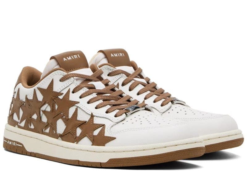 Amiri o1gr1nt0426 Stars Low-Top Sneakers in White/Brown Size US 14 / EU 47 - 2 Thumbnail