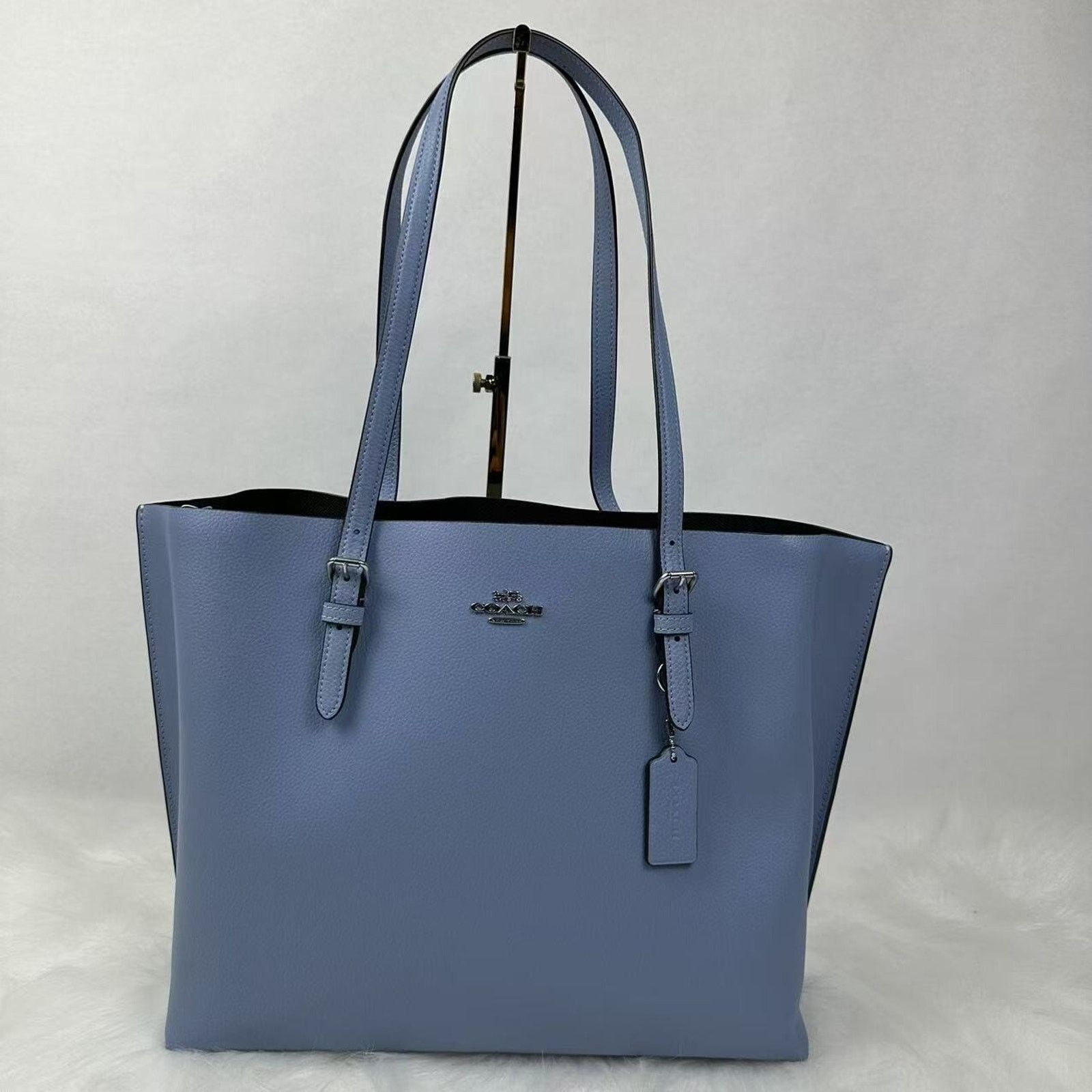 Coach Mollie Tote Bag Shoulder Leather Marble Blue 1671 Nwt, Women's