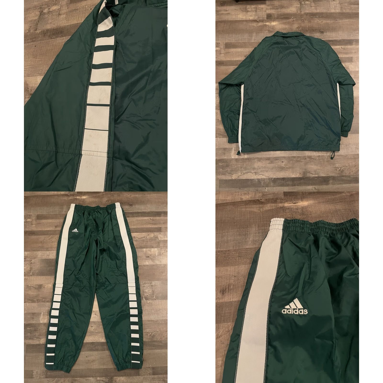 Adidas VINTAGE adidas Track Suit L Jacket & Pants Windbreaker Green Gator Basketball (F455) Track Suit Men L Green 90s Streetwear Basketball Size 42R - 8 Thumbnail