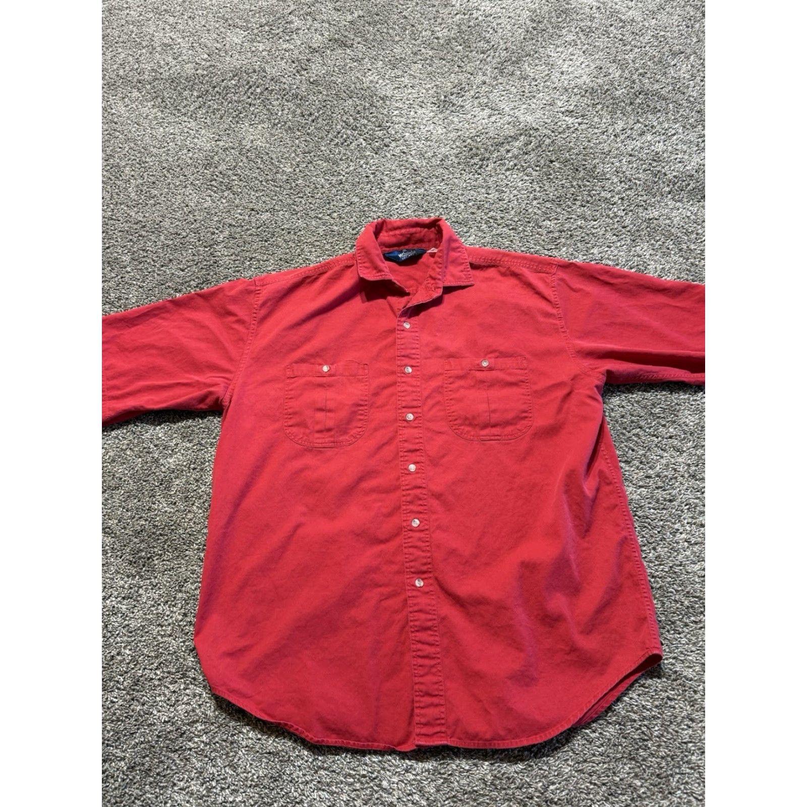 Vintage VINTAGE Woolrich Mens Shirt Button Down XL X-Large Red Solid Short Sleeve Size US XL / EU 56 / 4 - 2 Thumbnail