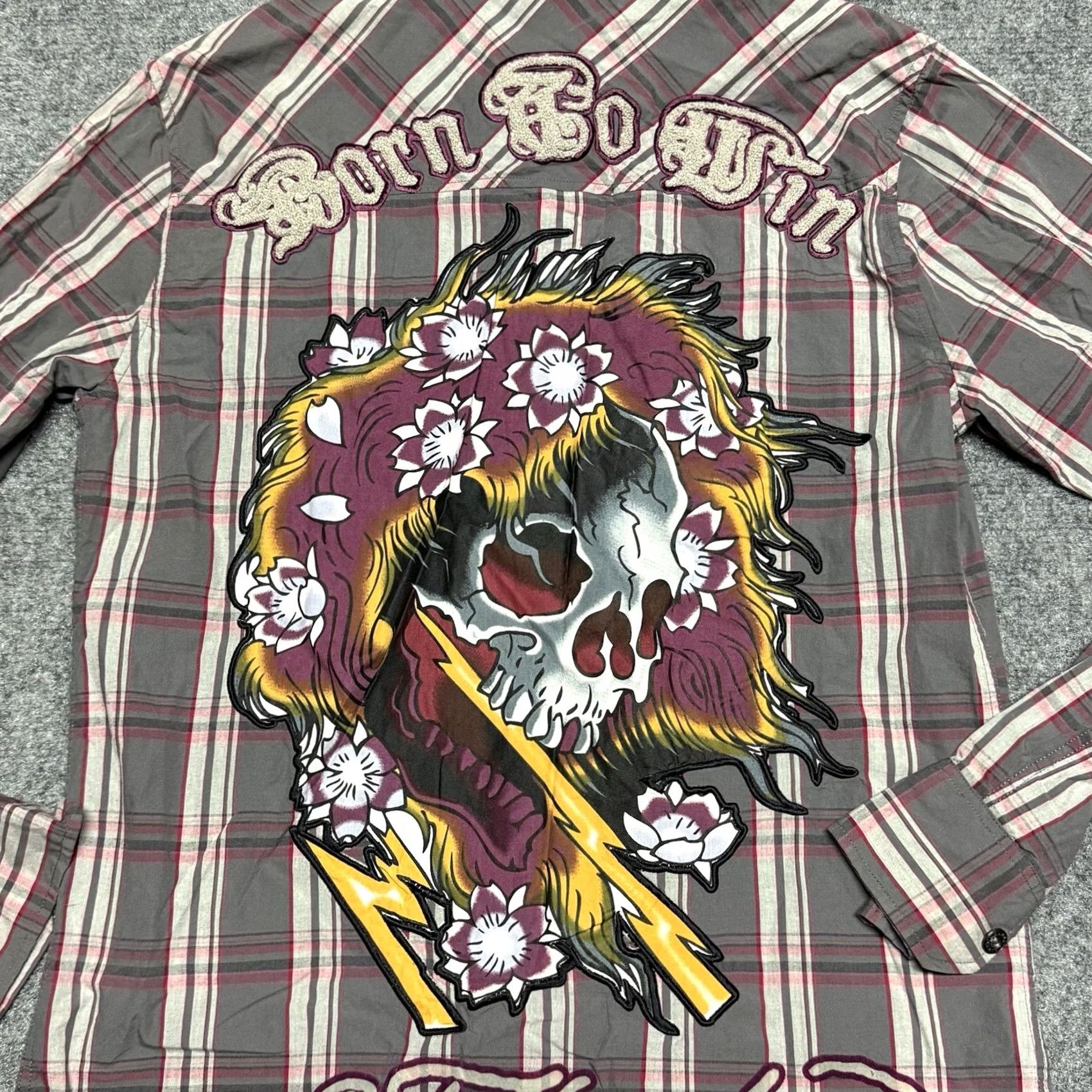 Ed Hardy Ed Hardy Shirt Mens S Gray Red Plaid Skull Born To Sin Christian Audigier NWT Size US S / EU 44-46 / 1 - 2 Thumbnail