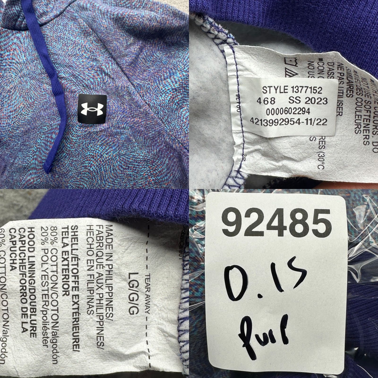 Under Armour Under Armour Rival Fleece Printed Hoodie Sweatshirt Mens Large Purple Drawstring Hoodie Pullover Size US L / EU 52-54 / 3 - 8 Thumbnail