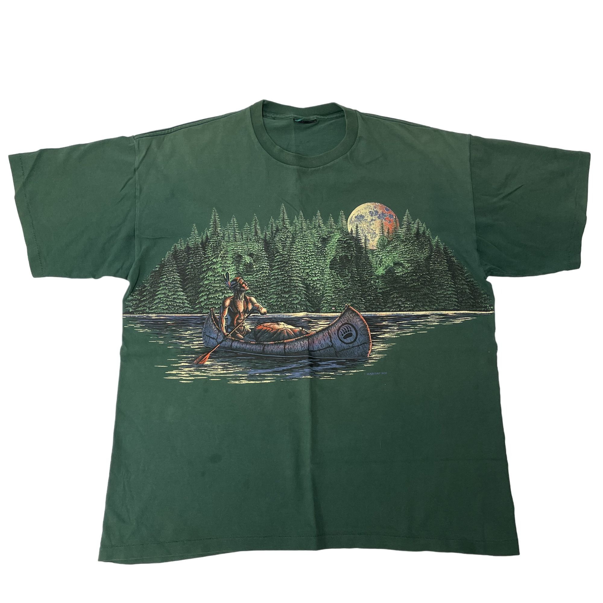 Other Vtg Habitat XCII Green FOREST NATIVE AMERICAN CHIEF T Shirt Size US XL / EU 56 / 4 - 2 Thumbnail
