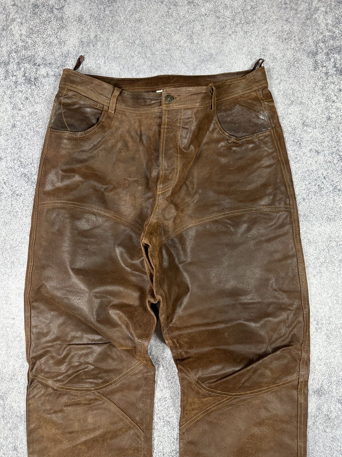 Other Y2K Vintage Leather Pants Opium Style Alt Biker USA Rare XL Size US 34 / EU 50 - 3 Thumbnail