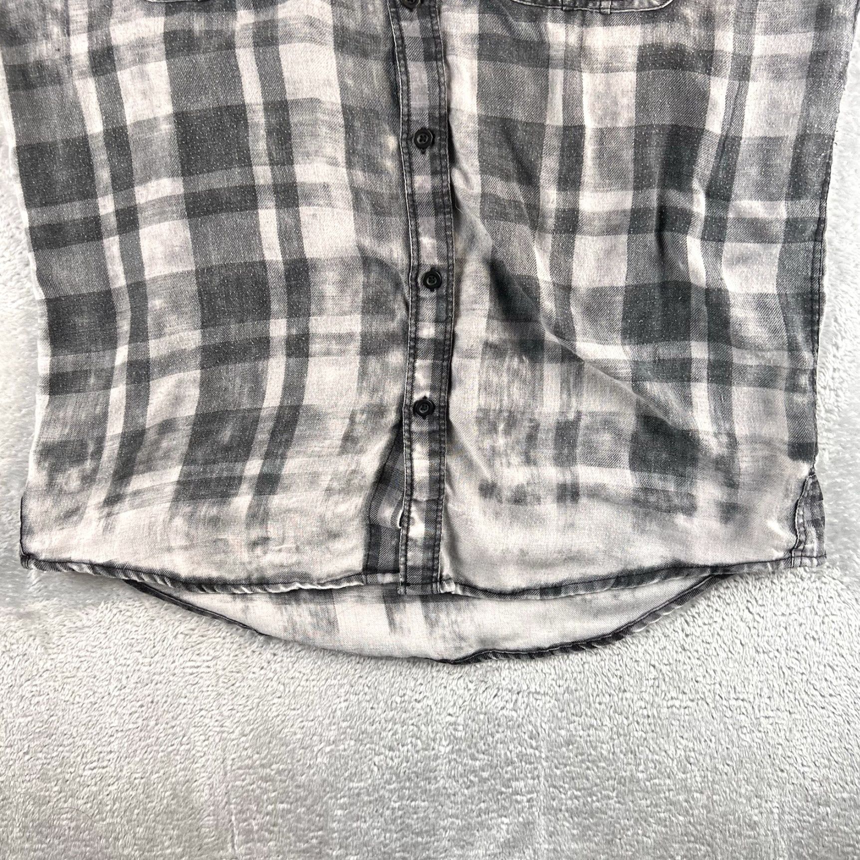 Vintage XXX RUDE Shirt Mens L Black Gray Plaid Long Sleeve Button Up Size US L / EU 52-54 / 3 - 4 Thumbnail