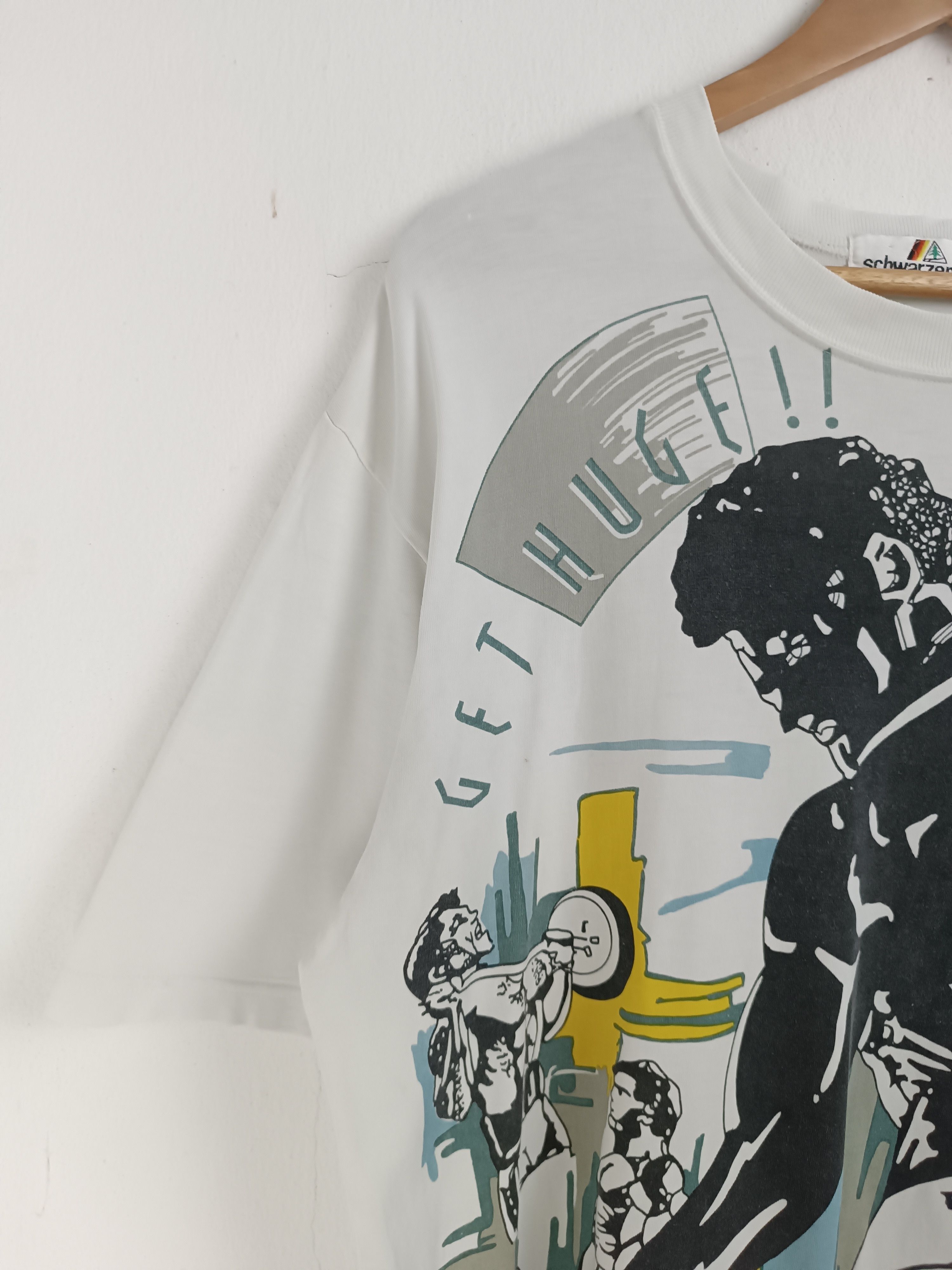 Vintage VINTAGE 90'S SCHWARZENBACH GYM BODY BUILDERS AOP TEE Size US L / EU 52-54 / 3 - 5 Thumbnail