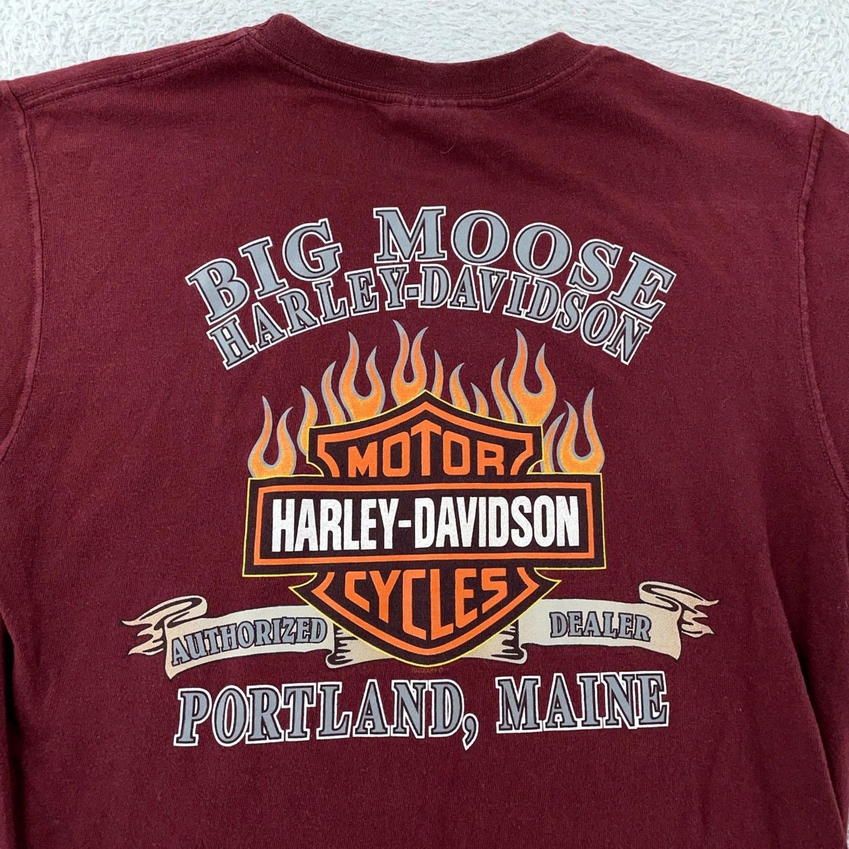 Harley Davidson VINTAGE Harley-Davidson Shirt Portland Maine Women's Small Biker Flames Made USA Red Size S / US 4 / IT 40 - 3 Thumbnail