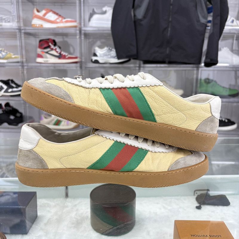 Gucci Gucci G74 Web Leather Low-Top Sneakers for Men Size US 10.5 / EU 43-44 - 7 Thumbnail