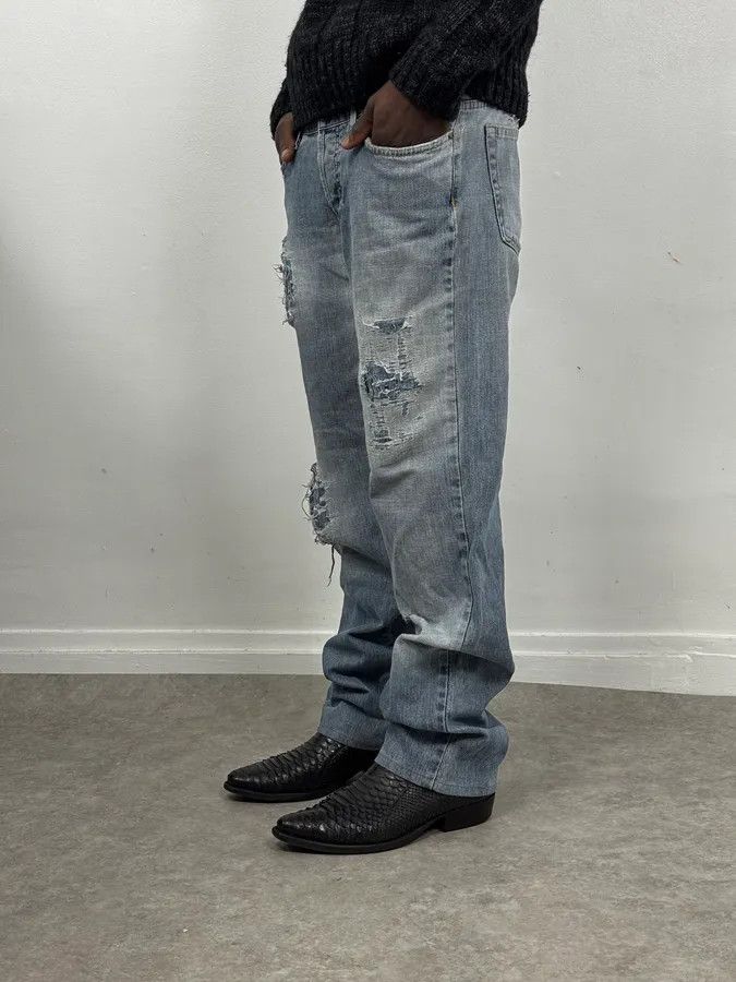 Just Cavalli 2000s Cavalli Distressed Light Blue Denim Jeans Size US 30 / EU 46 - 3 Thumbnail