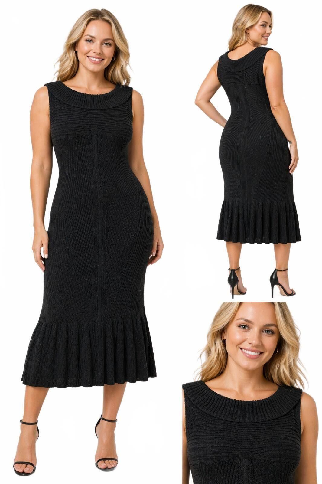 Other Torrid Black Sleeveless Midi Bodycon Cable Knit Dress Size 3 Size 3XL / US 20-22 - 1 Thumbnail