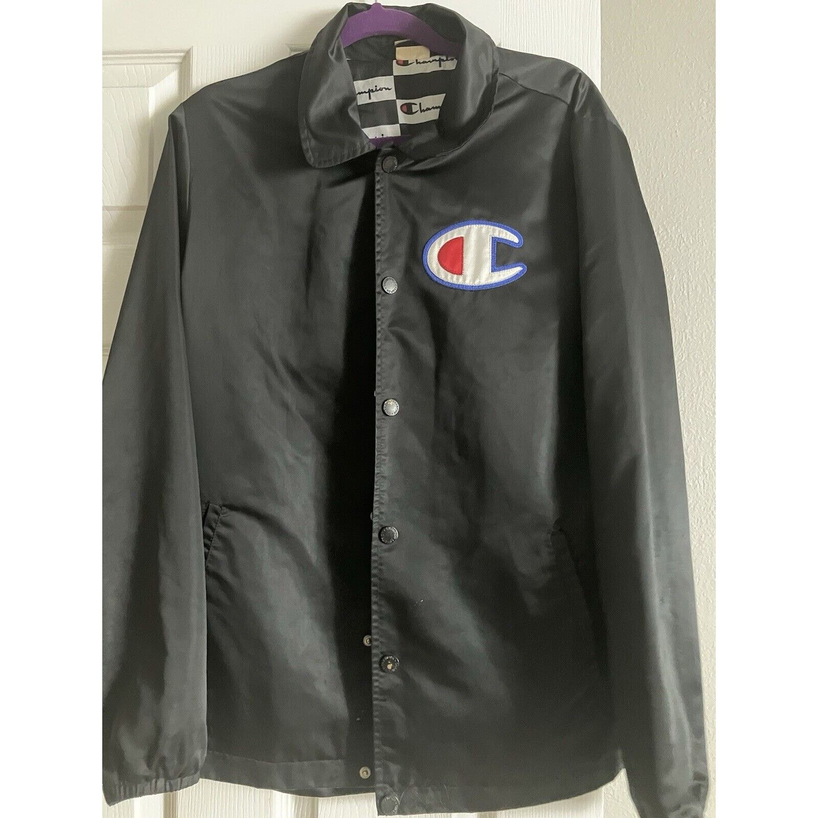 Champion Champion Jacket Black Snap Men’s Med Lightweight with logo Size US M / EU 48-50 / 2 - 2 Thumbnail