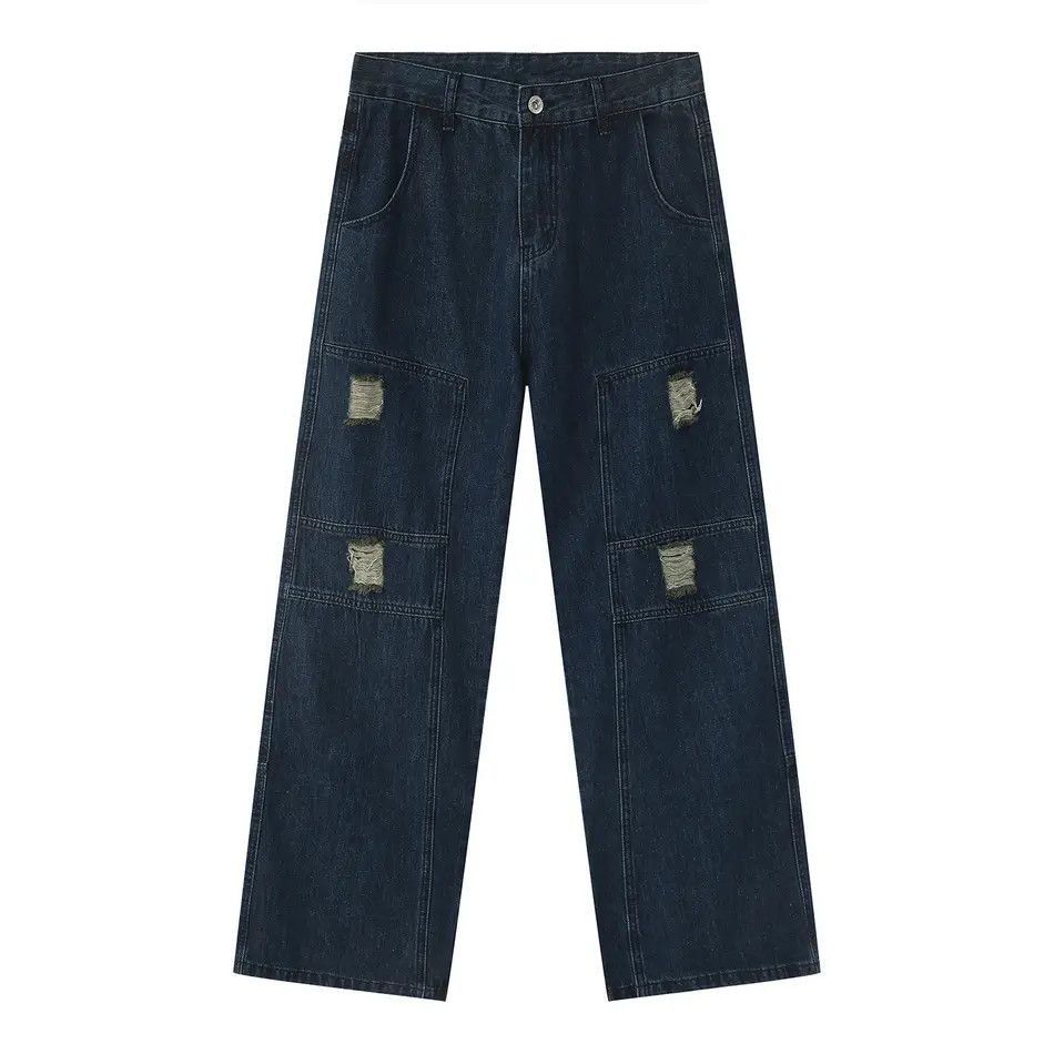 Japanese Brand Retro loose ripped patchwork jeans Size US 32 / EU 48 - 6 Thumbnail
