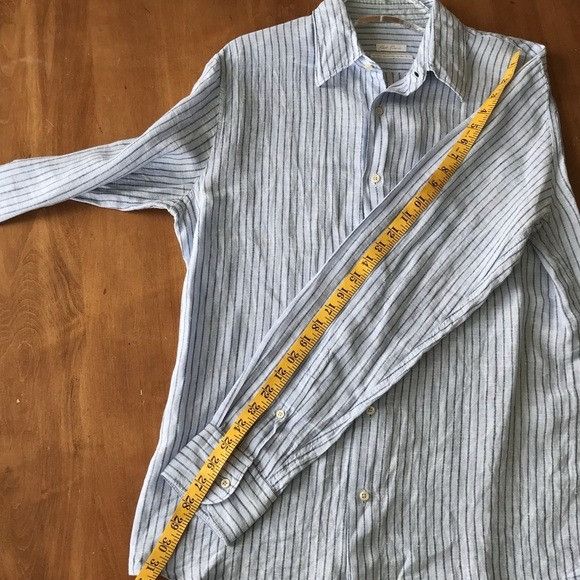 Other Robert Friedman Authentic Pleasure Shirt Linen Blue Striped Size US M / EU 48-50 / 2 - 8 Thumbnail