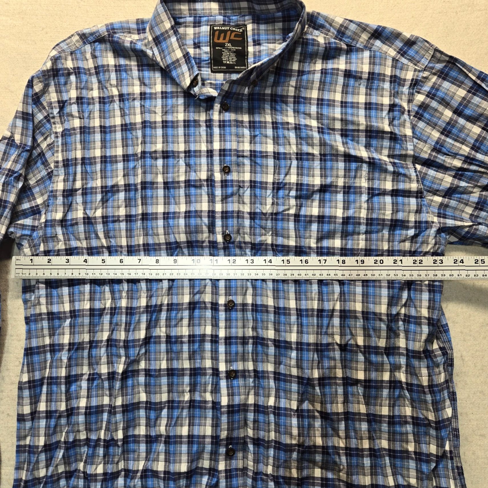 Vintage Walnut Creek Shirt Blue White Plaid Button Collar 2XL Womens Regular Adult Cotton Blend Short Sleeve Button-Up Tee? Size XXL / US 16-18 / IT 52-54 - 4 Thumbnail