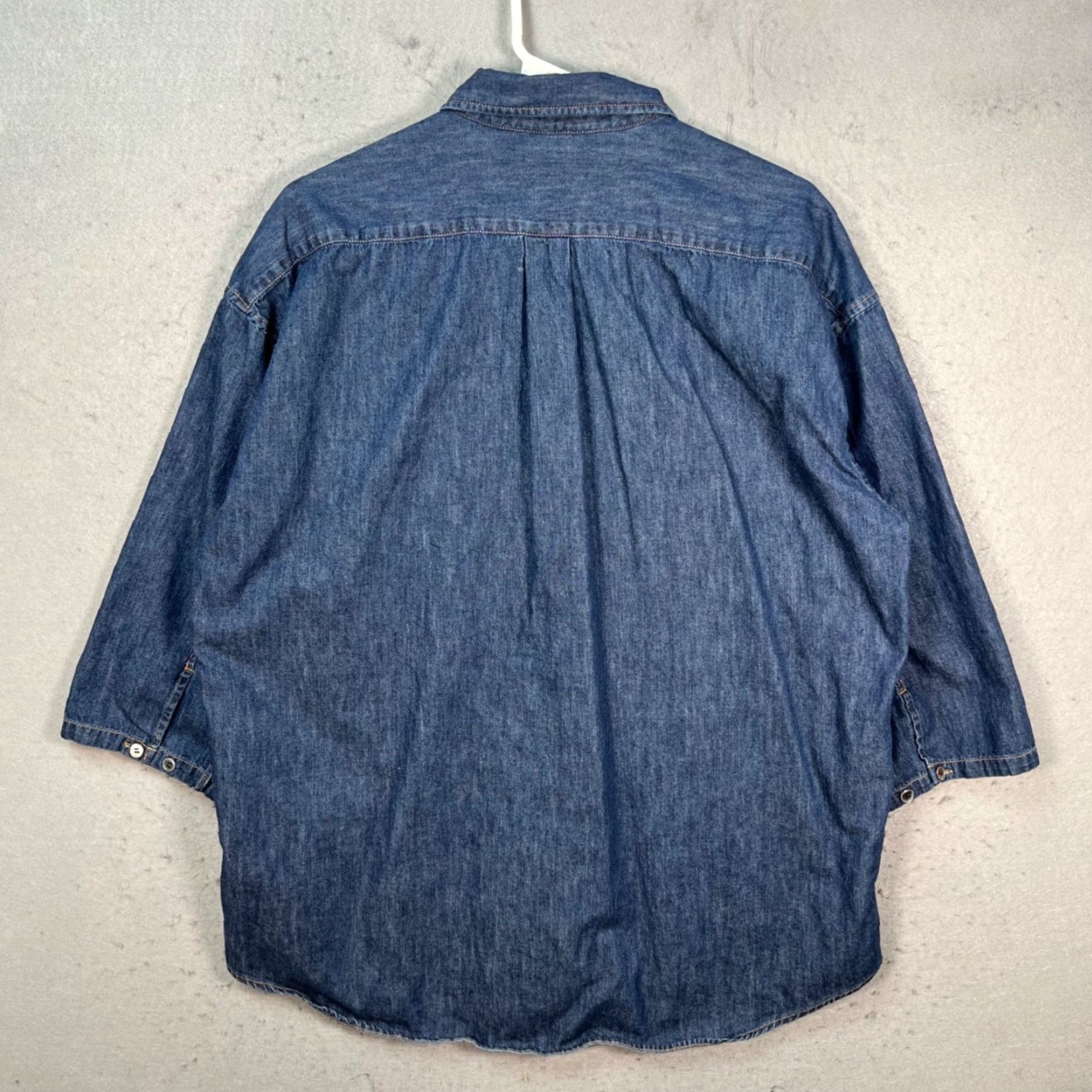 Zucca Cabane De Zucca Mens Size Large Denim Button-Up Shirt 3/4 Sleeve 100% Cotton Blue Regular Shirt Mens Size US L / EU 52-54 / 3 - 2 Thumbnail