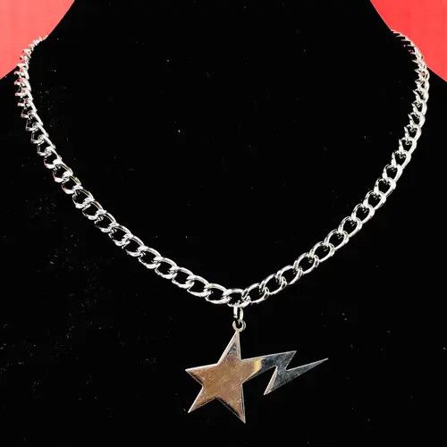 Handmade Handmade Star bolt lightning Cuban Chain Necklace Choker Size ONE SIZE - 2 Thumbnail