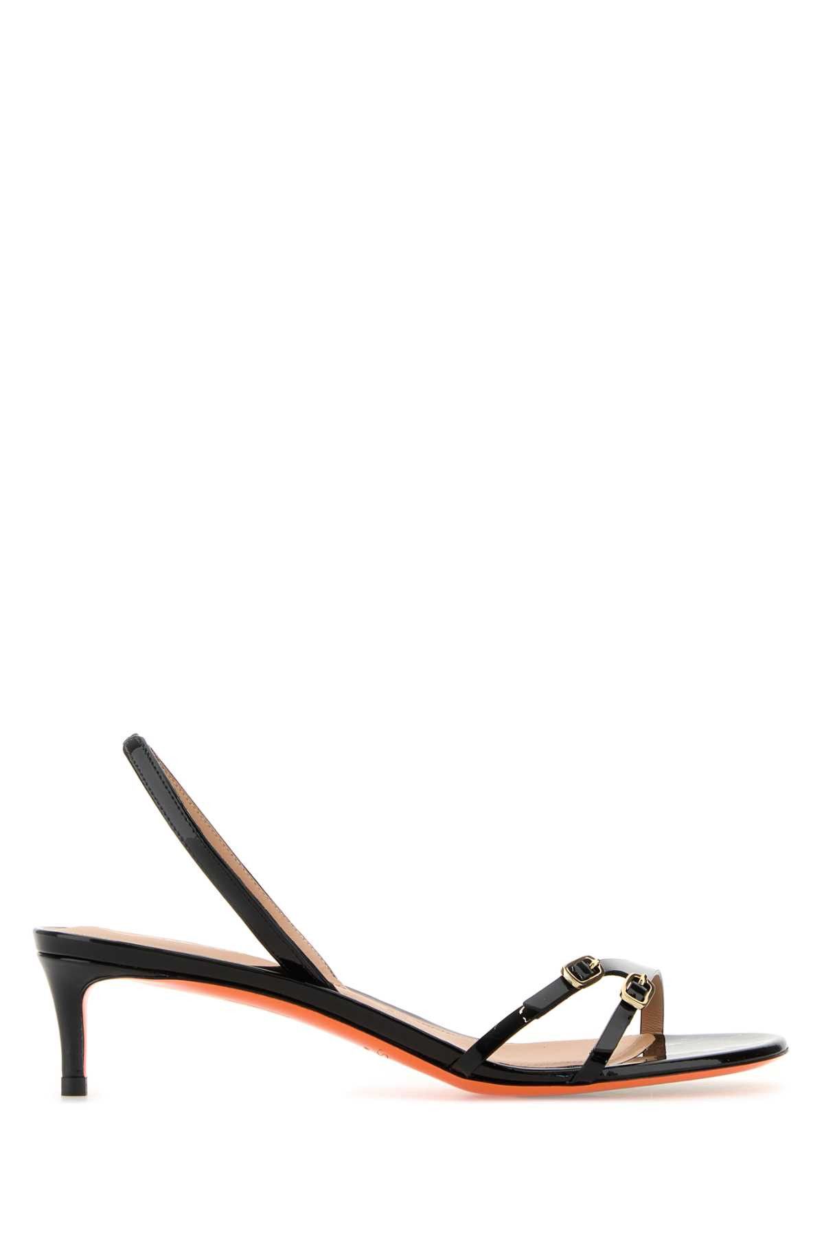 Santoni Black Leather Virna Sandals Size US 5 / IT 35 - 1 Thumbnail