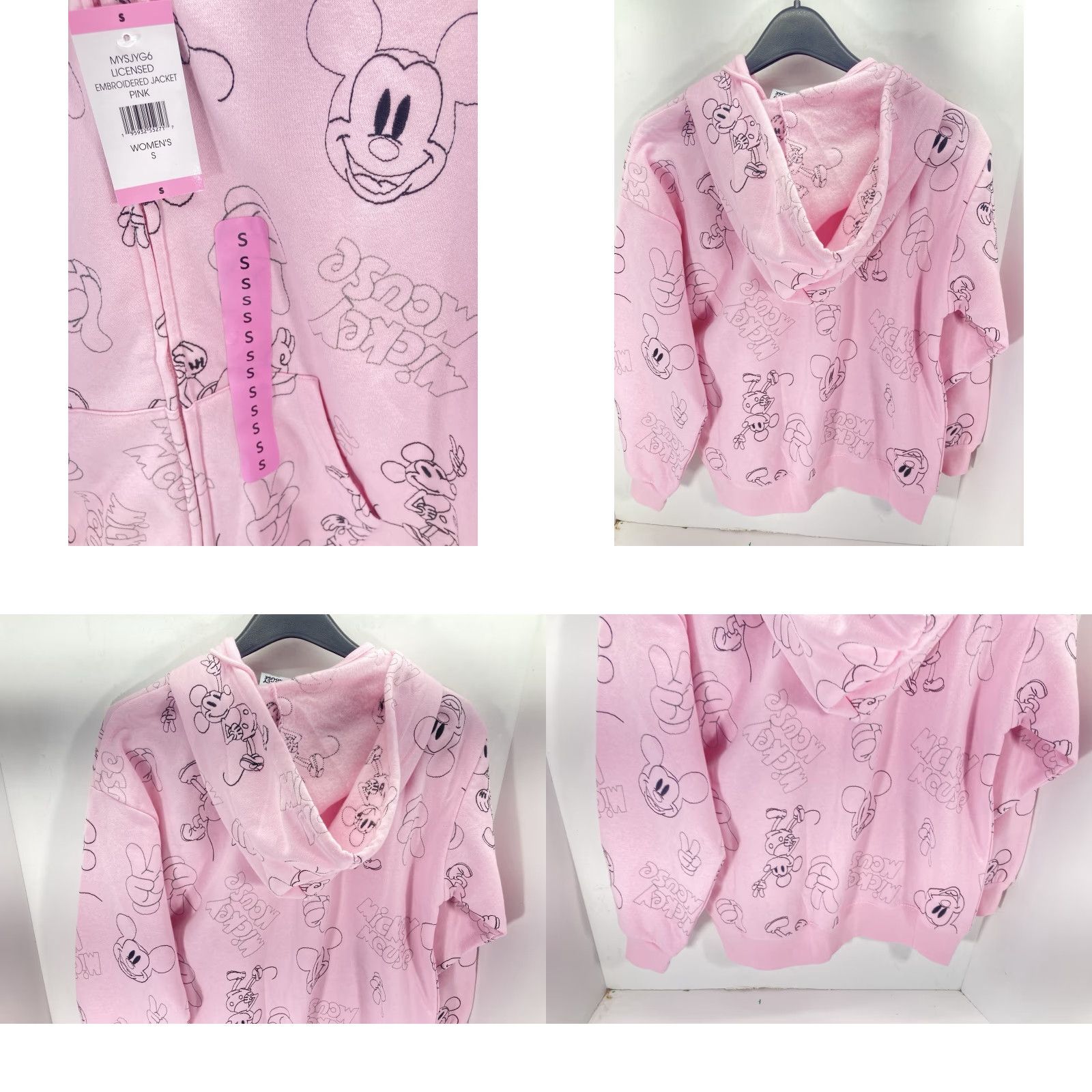 Disney Disney Mickey Mouse Hoodie Sweatshirt Women Small Pink AOP Full Zip Fleece NWT Size S / US 4 / IT 40 - 8 Thumbnail