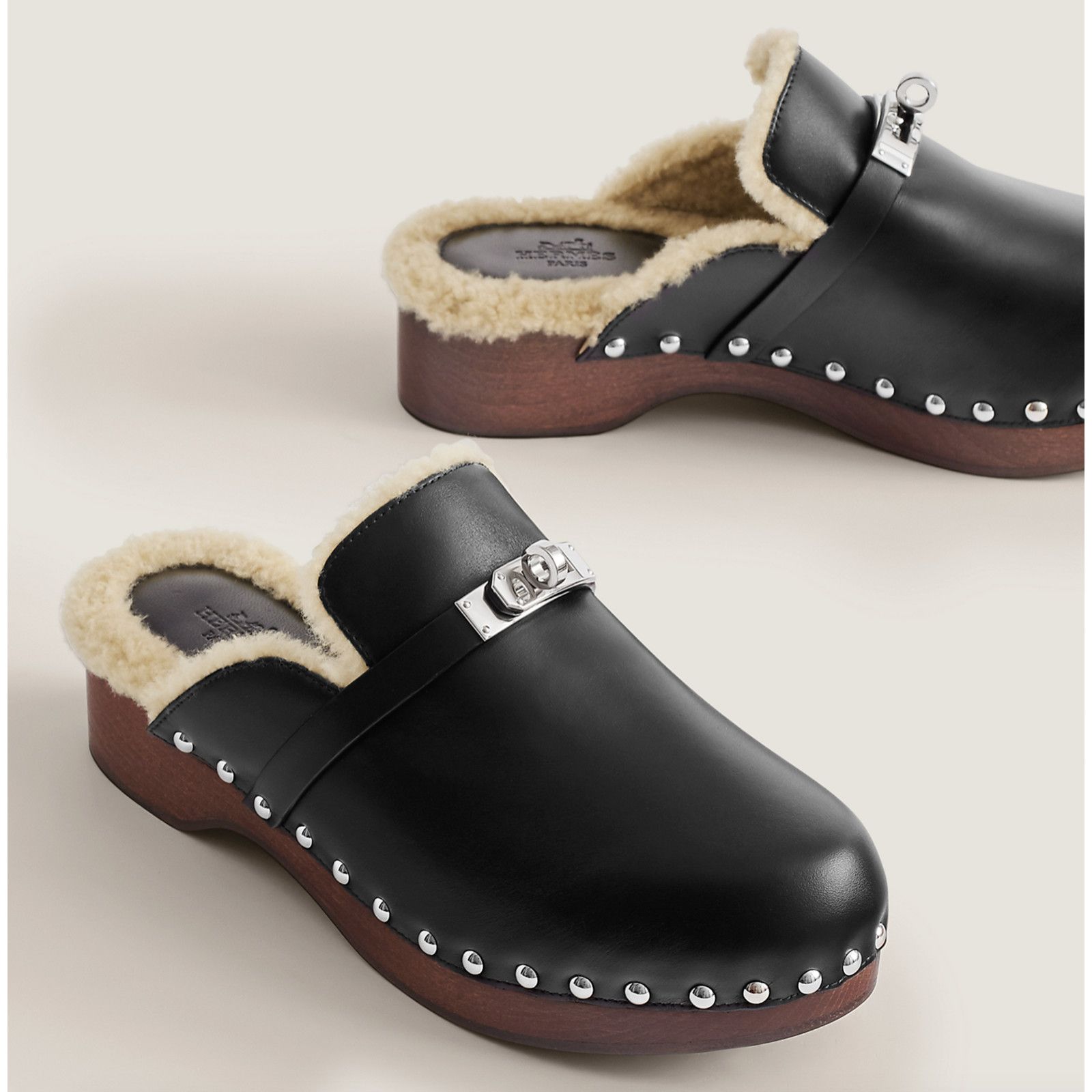 Hermes Hermes Mule Leather Kelly Lock Shearling Fur Slide Flat 37 Size US 7 / IT 37 - 4 Thumbnail