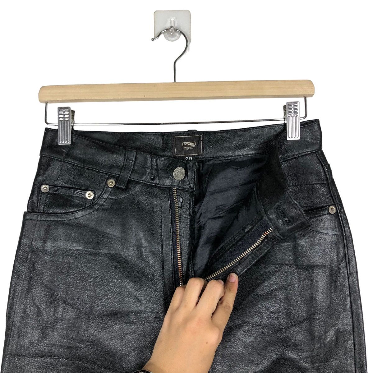 Genuine Leather 🔥90’s Riot Riot Genuine Leather Pants Racing Storm Japan Size US 29 - 9 Thumbnail