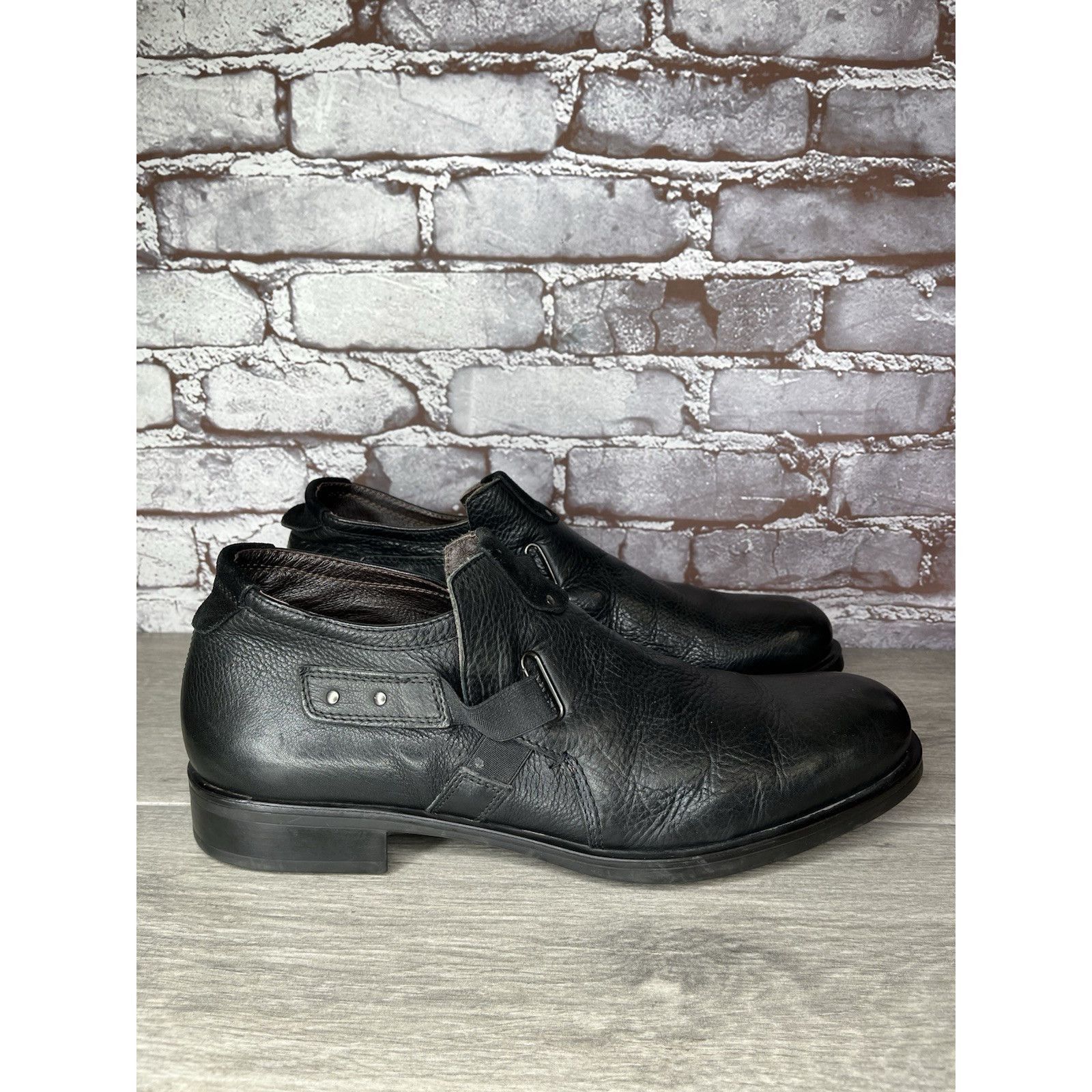 Bacco Bucci Bacco Bucci Llorente Black Genuine Leather Calfskin Side Str Size US 12 / EU 45 - 4 Thumbnail