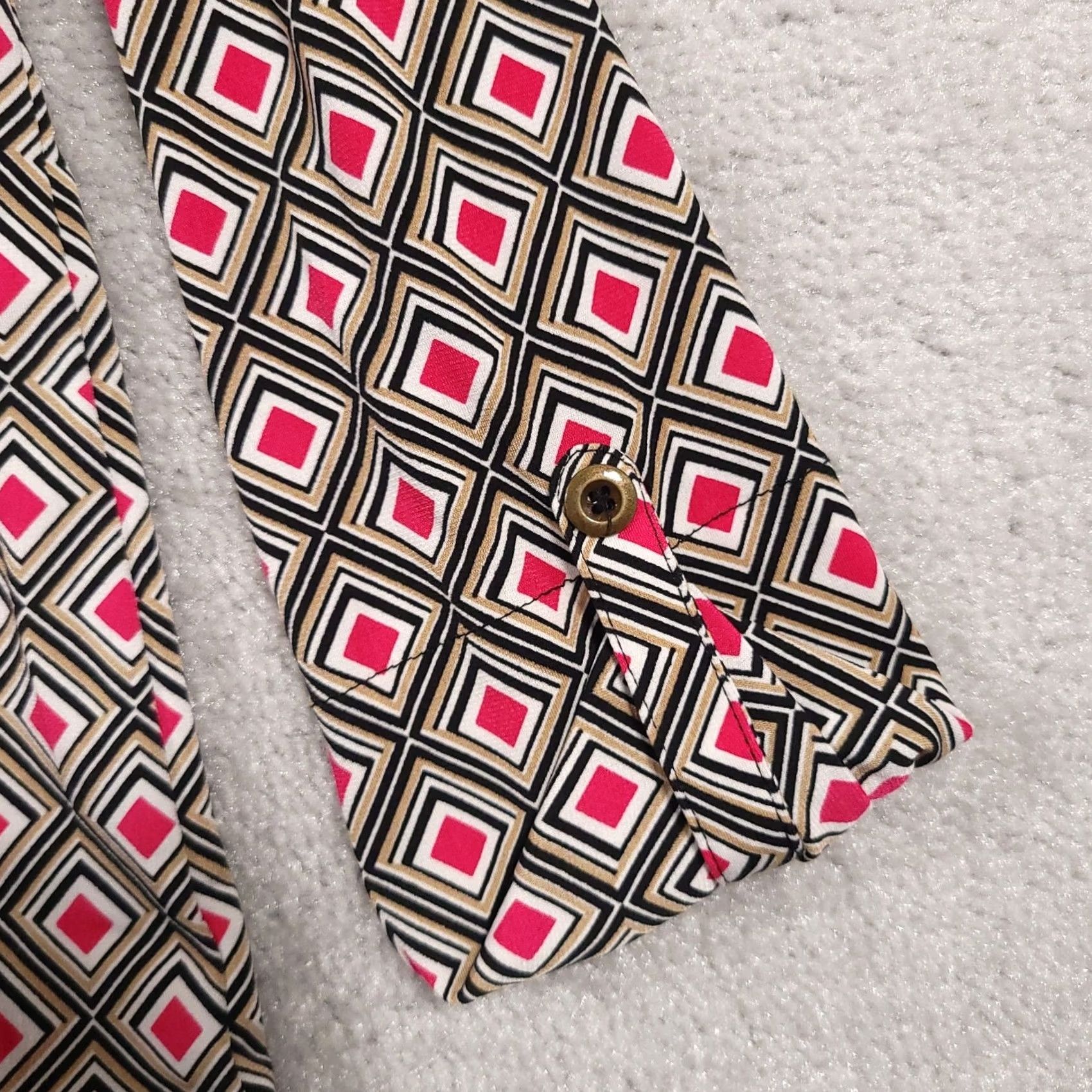 Vintage Roz & Ali Blouse Shirt Women's Medium Geometric 3/4 Sleeve 1/4 Zip Size M / US 6-8 / IT 42-44 - 5 Thumbnail