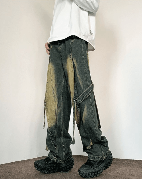 Japanese Brand × Jean Men's cool washed distressed loose straight cargo jeans Size US 32 / EU 48 - 2 Thumbnail
