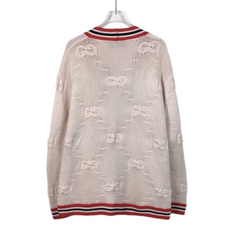 Gucci Gucci Beige double G full-printed wool V-neck knitted cardi Size US XS / EU 42 / 0 - 2 Thumbnail