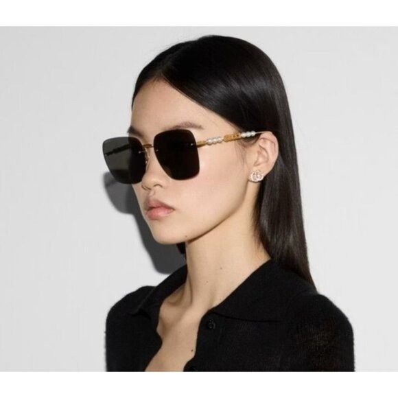 Gucci NEW GUCCI GG1923SA 001 SUNGLASSES GOLD GREY WOMEN EYEWEAR Size ONE SIZE - 4 Thumbnail