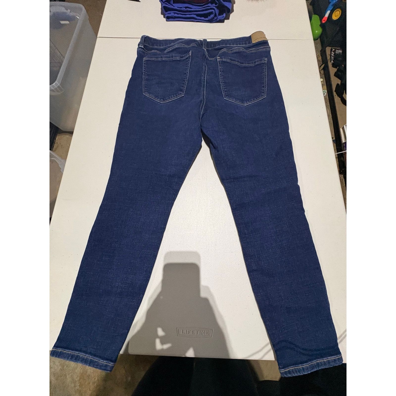 American Eagle Outfitters American Eagle Women’s Slim Straight Jeans Size 14 Dark Wash Size 36" / US 14 / IT 50 - 7 Thumbnail