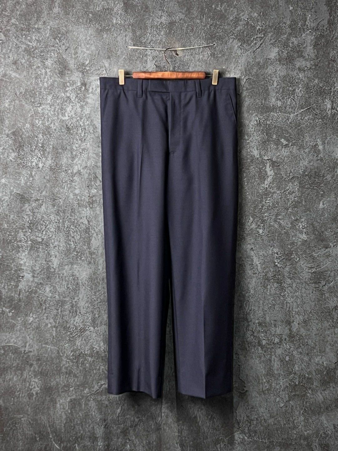 Prada PRADA Navy Straight Wool-Mohair Trousers Size 48S - 1 Thumbnail