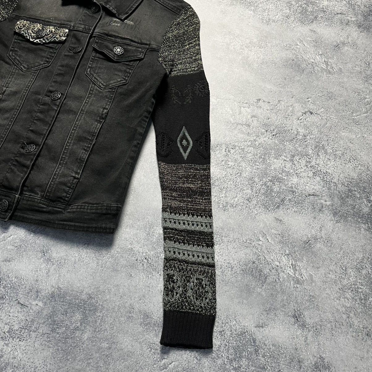 Desigual × Vintage Vintage Desigual Denim Jacket Knitted Sleeve Y2K Streetwear Size XS / US 0-2 / IT 36-38 - 5 Thumbnail