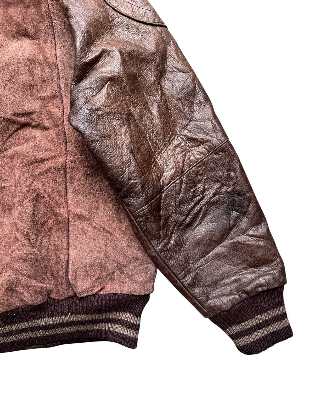 Vintage Vintage 90s Soft Touch Brown Varsity Leather Jacket Size US M / EU 48-50 / 2 - 8 Thumbnail