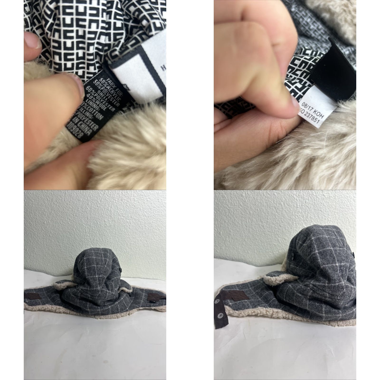 Vintage Block Headwear Trapper Hat Wool Faux Fur Gray Plaid Size L/XL Men Mens Size ONE SIZE - 9 Thumbnail