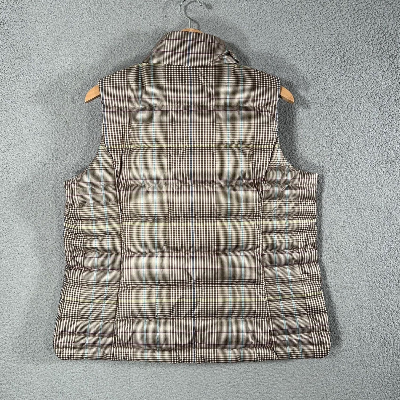 Lands' End Lands' End Vest Puffer Womens L Brown Plaid Quilted 600 Fill Down Zip Pocket Lined Sleeveless Scarf? Size L / US 10 / IT 46 - 3 Thumbnail