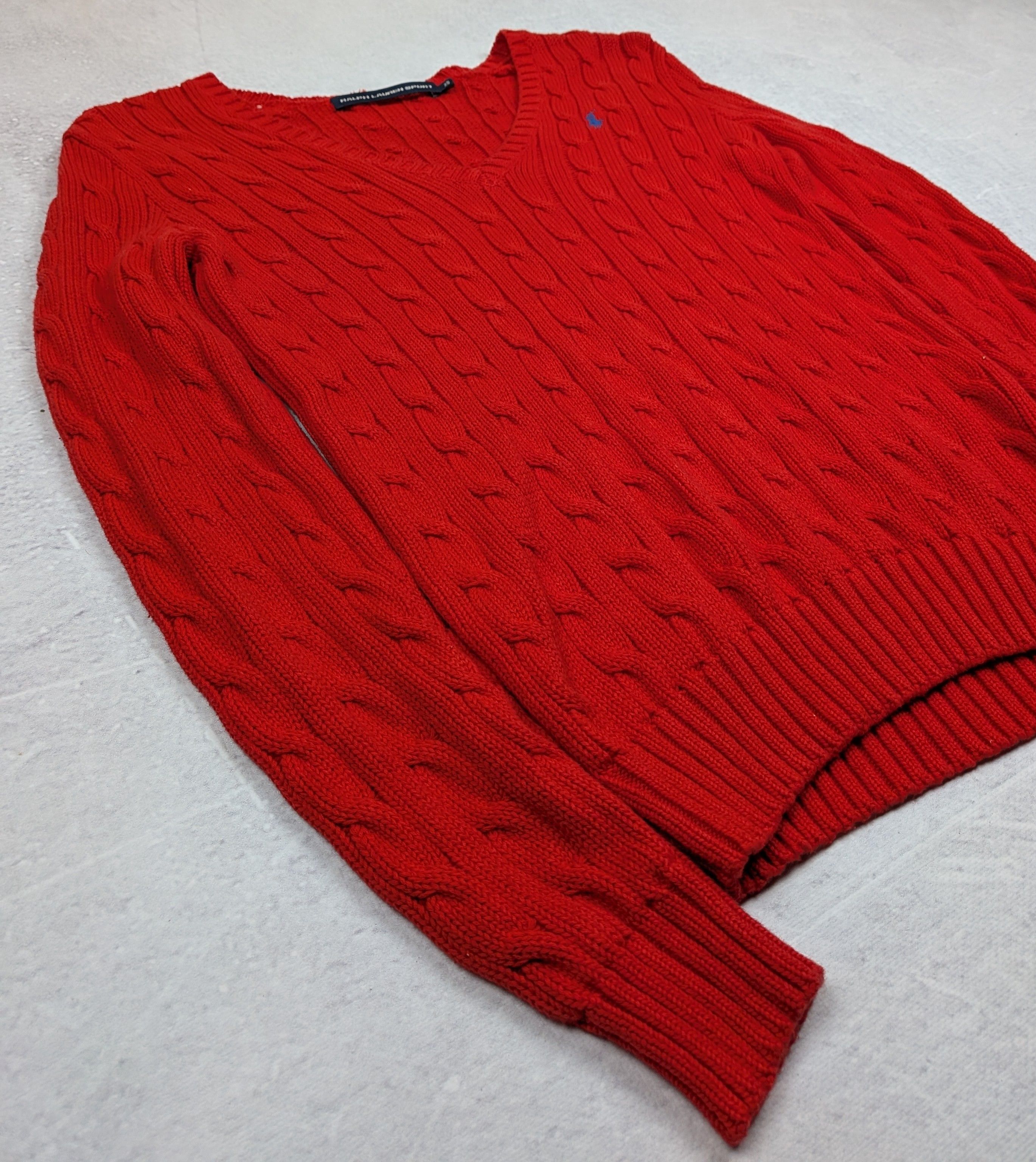 Ralph Lauren Ralph Lauren Sport V-Neck Red Waffle Knit Sweater Size XS Size XS / US 0-2 / IT 36-38 - 4 Thumbnail