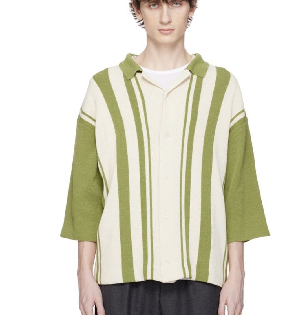 Document DOCUMENT Green & Off-White Intarsia Knitting Stripe Shirt Size US L / EU 52-54 / 3 - 1 Thumbnail