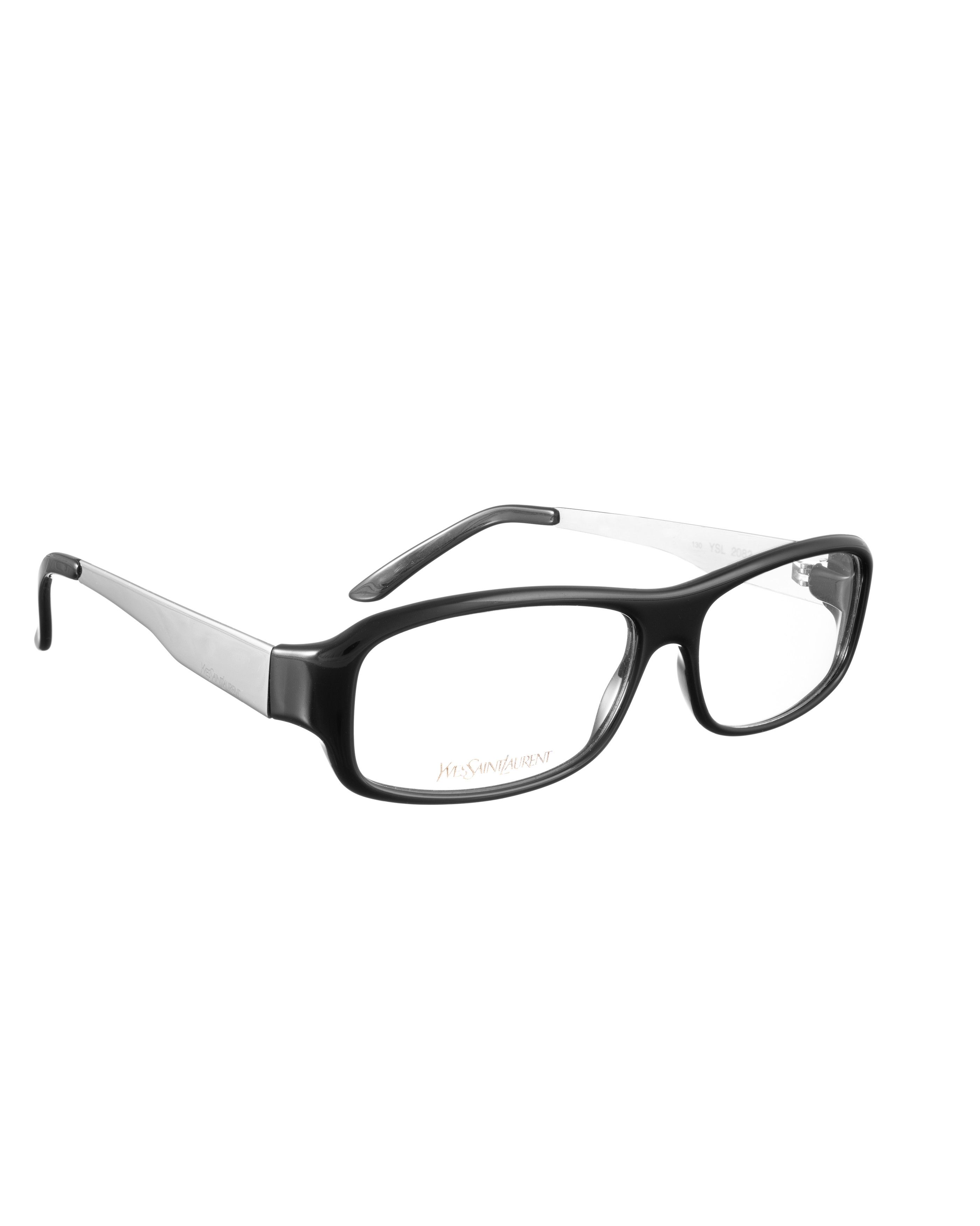 Yves Saint Laurent Yves Saint Laurent 00s Black and Silver Rectangular Glasses Size ONE SIZE - 1 Thumbnail